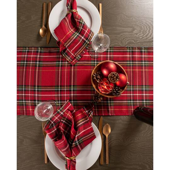 DII® 72" Metallic Holiday Plaid Table Runner